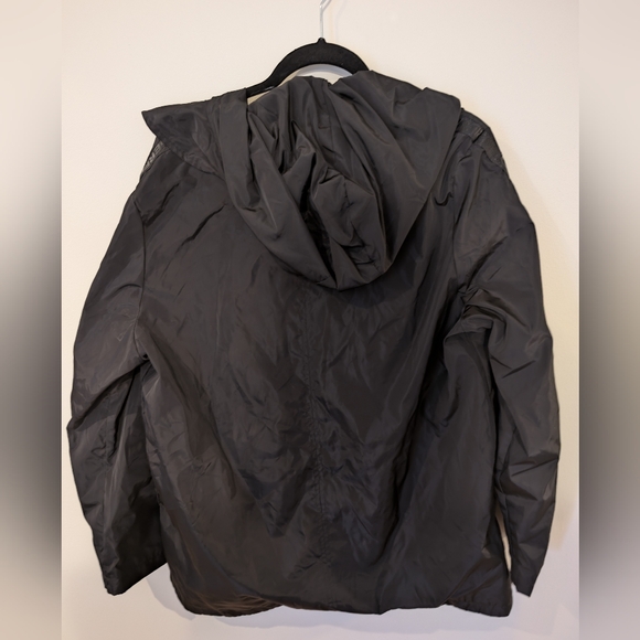 Karl Lagerfeld Paris Black Hooded Rain Coat Jacket Size XL - Picture 5 of 7